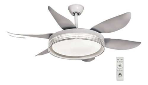 Ventilador 6 Aspas Lampara Abanico 3 Tonos De Luz Led Blanco