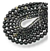 Comprar Obsidiana Dorada Natural 1 Tira 10mm  40pz Bisutería Piedra 