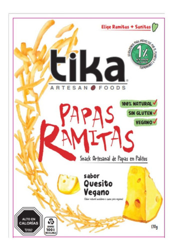 Papas Ramitas Tika Sabor Quesito Vegano 170 G