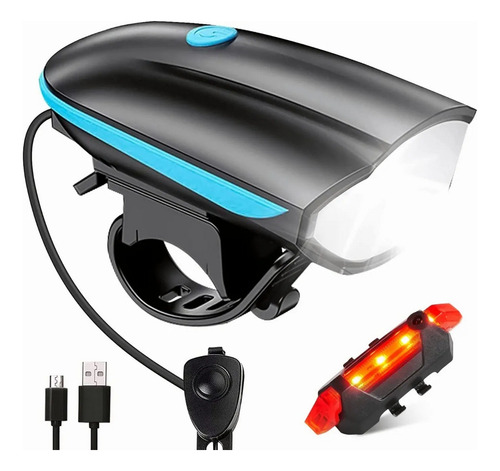 Luces Bicicleta Accesorio Recargable Delantero Traser Claxon