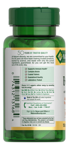 Suplemento Nature's Bounty Super B Complex Com Mais Vitamina
