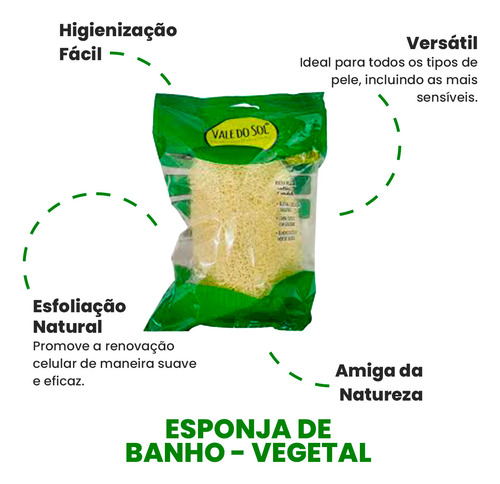 Kit Bucha Natural Vegetal Esponja Orgânica Banho C/ 5un