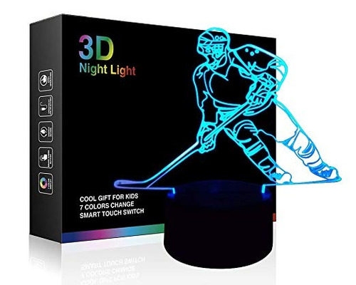 Jugador De Hockey En 3d De La Lámpara Luces De La Noche Para