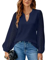 Comprar L Blusas Elegantes De Gasa Con Cuello En V Para Mujer