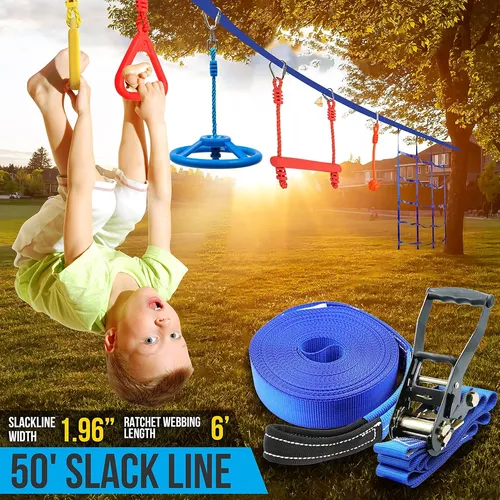 Slack Line Serenelife 50 Pies Con 18 Accesorios De Escalada