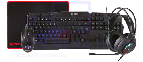 Kit Gamer Teros   Audifonos + Mouse + Teclado + Pad Mouse