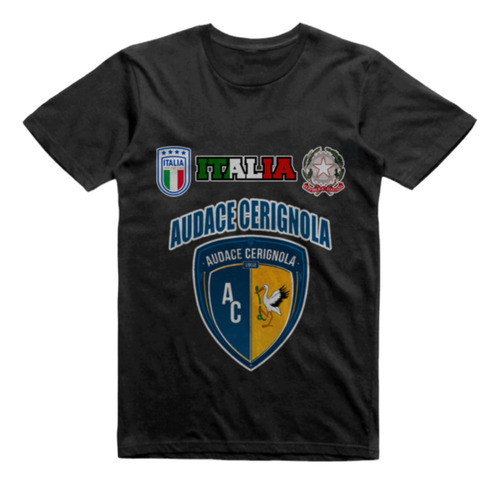 Remera Algodon Negra Audace Cerignola Italia