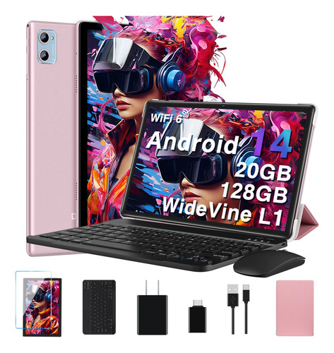 Tablet 10.1 Android 14 20+128gb 5g Wifi6 Bt5 Gms Con Teclado
