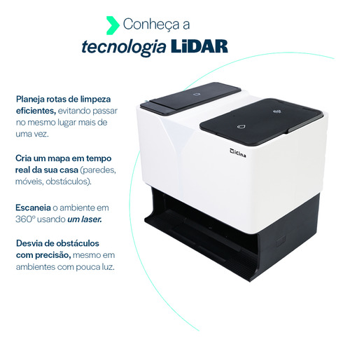 Robô Aspirador Inteligente Botman4 iCina Aspira Varre Passa Pano Autolimpante