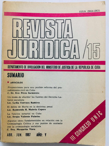 Revista Jurídica # 15 1987 Criminología Crítica/socialista