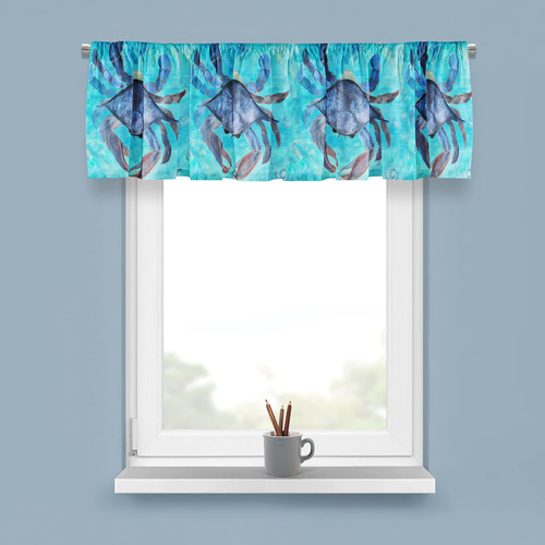 Cortina Ventana Diseño Cangrejo Costero Azul Mi Arte 72  W X