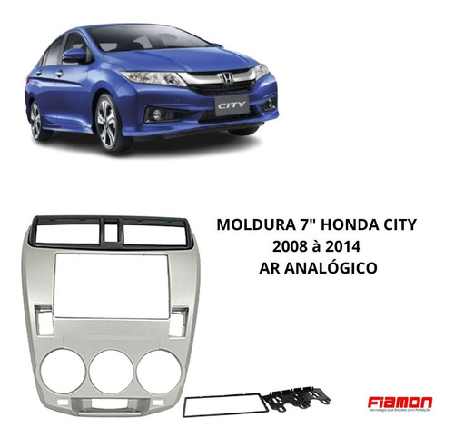 Moldura 2 Din Fiamon Honda City 2008 À 2011 Ar Analógico