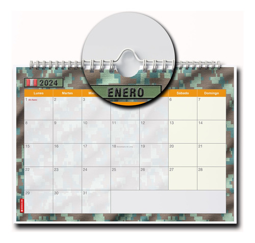 Planner Planificador Calendario Mensual A3 Army 2 Anillado