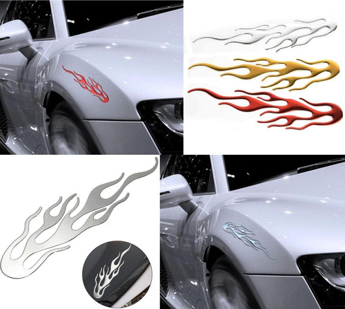 Emblema De Fuego 3d En Relieve Laminada Carro Camioneta Moto