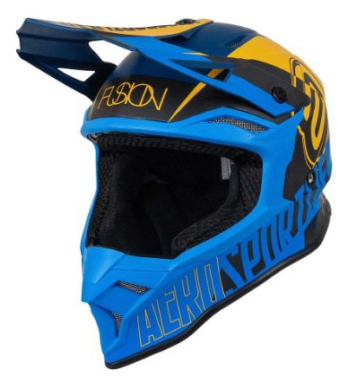 Capacete Asw Fusion 2.0 Dash - Cor Marinho Azul Amarelo