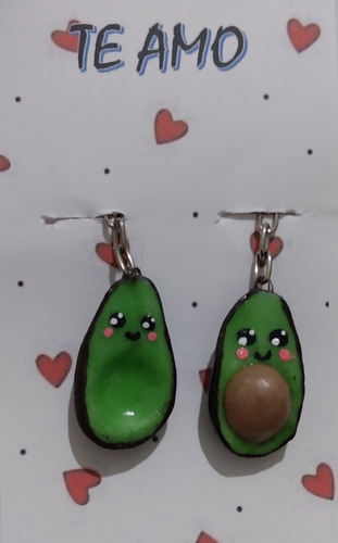 Aguacate, Varios Mod - Dúo Collar O Llavero (porcelana Fría)