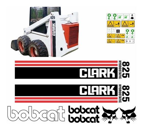 Adesivo Mini Carregadeira Bobcat 825 Clark Com Etiquetas Kit