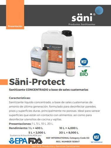 Desinfectante Concentrado A Base De Sales Cuaternarias 5 L.