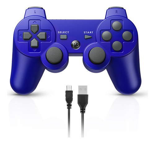 Controlador Inalámbrico Ps3 Joystick Batería Recargable Azul