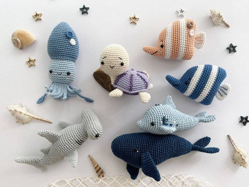 Patrones Amigurumis. Super Set Animales Marinos, En Inglés.
