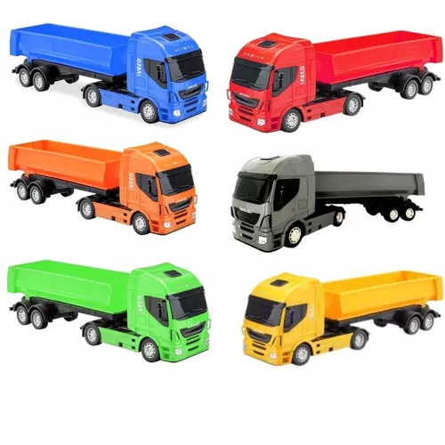 Caminhão Carreta de Brinquedo Iveco Hi-Way Miniatura com Caçamba Basculante  - Lojas Monte Cristo