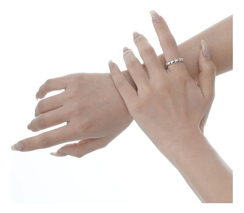 Anillo Ajustable Cadena De Corazones Plata S925 Moda Mujer