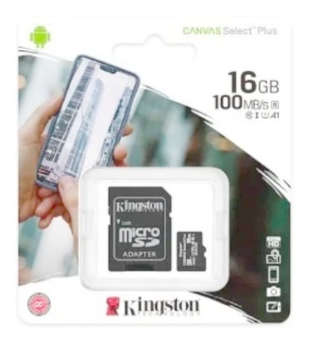 Imagen 2 de 3 de Memoria Micro Sd 16gb Kingston Tft Adaptdor Sd C10 Mdj