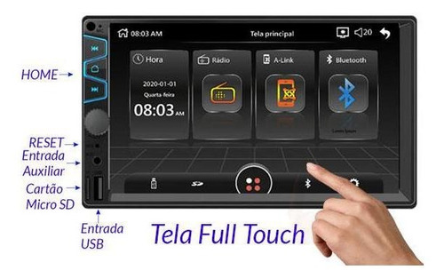 Imagem 2 de 4 de Central Multimídia 7 Pol. Espelhamento Android/iPhone