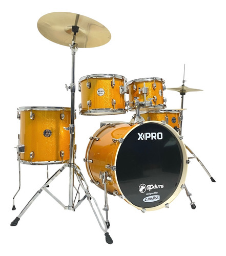 Bateria Completa Xpro Stage Sparkle Com Peles Evans