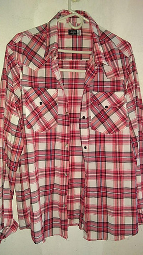 Camisa Hombre Mangas Largas Escosesa Bolsillos Broches Xxl 