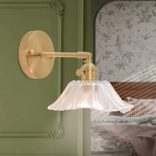 Shenmoyl Aplique Pared 1 Luz Vintage Moderno Pantalla Flor