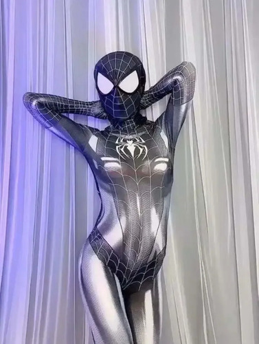 Traje Negro Mujer Araña Spiderwoman Venom Con Máscara