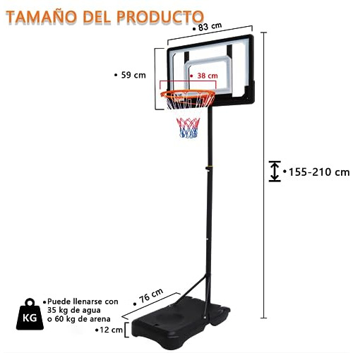 Tablero De Basquetbol Baloncesto Portátil De Altura
