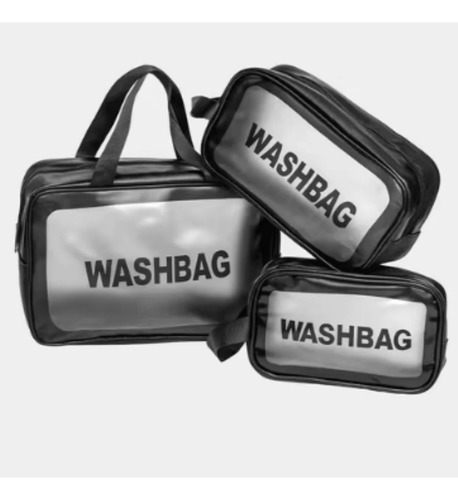 Kit 3 Nécessaire Impermeável Transparente Washbag - Vencedor