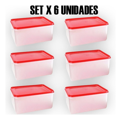 Set 6 Recipiente 4lts Comida Plastico Hermeticos Contenedor!