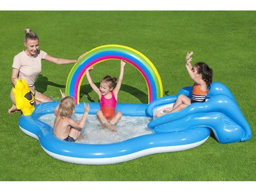 Imagen 6 de 9 de Pileta Inflable Bestway 53092 Arcoiris Tobogan 170 Lt