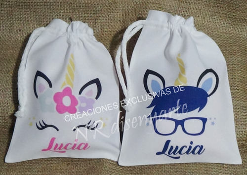 Bolsitas Tela Personalizadas Sorpresitas Cumpleaños Colegios