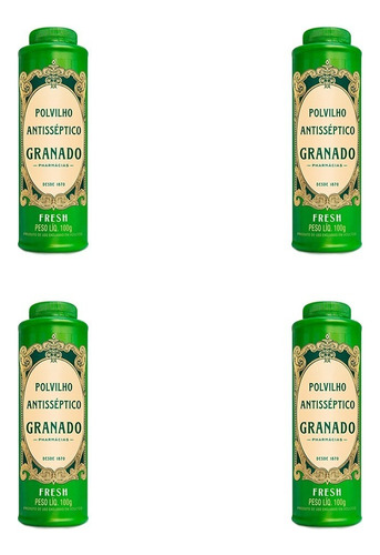 Kit 4 Und Talco Polvilho Granado Fresh Antisséptico 100g