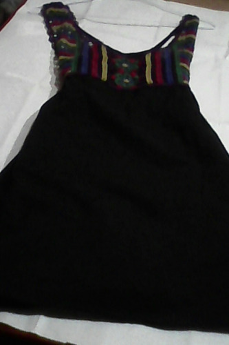 Solera Camisola Mini-vestido Indígena Con Puntilla Multicolo