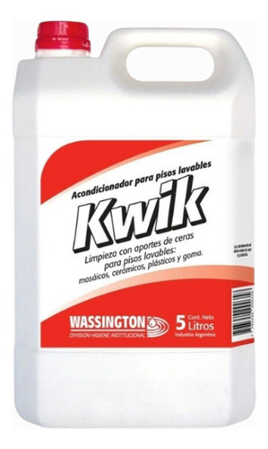Acondicionador Para Pisos Lavables X5 Lts Kwik Wassington