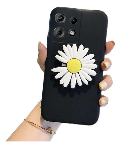 Capa Para Moto G75 5g Silicone Macio Crisântemo