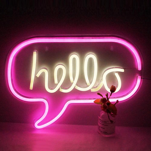 Gran Letrero De Neón Hello, Led Hello Neon Light Usb Powered