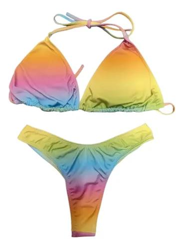 comprar Bikini Colaless Triangulo Push Up Tira Regulables Fluor Neon