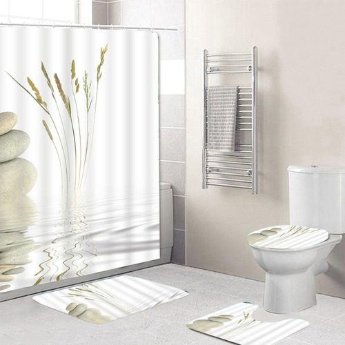 Cortina De Ducha De Poliéster 1/3 Piezas Color Bathroom Set