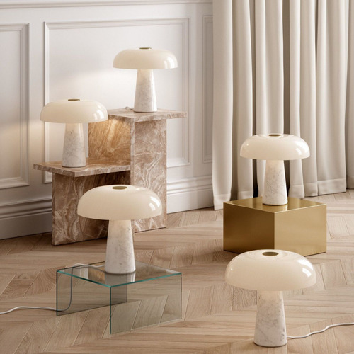 Luminaria De Mesa Nordlux E27 Led Cálido Mármol/vidrio