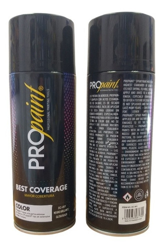 Spray Aerosol Negro Brillante Propaint 400ml 13.5oz