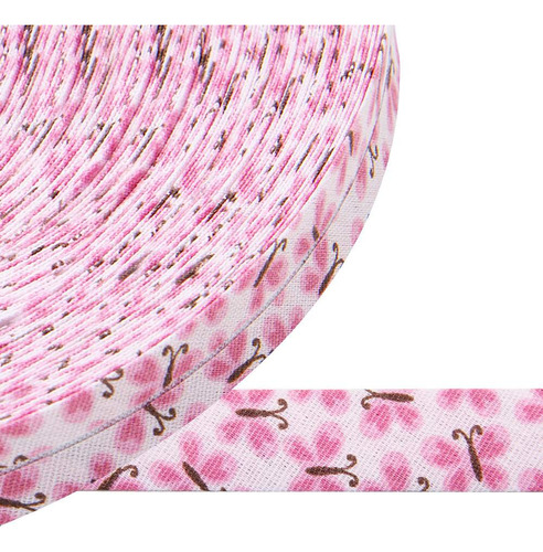 Viés Fino Tijuca 24mm 20 Metros 100% Algodão Cor 9825- Borboletas Rosa Borboletas