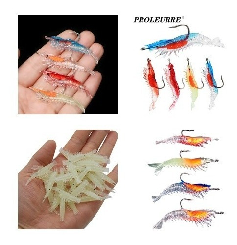 20 Señuelos Siliconas Camarones / Peces/ Piojos/langostinos 