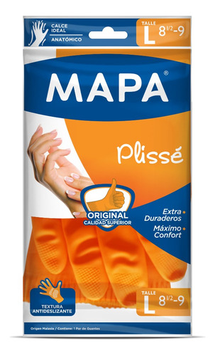 Mapa guantes plisse satinado talle L