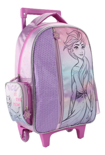 Mochila Frozen Lentejuelas Con Ruedas Disney Niñas Color Lila